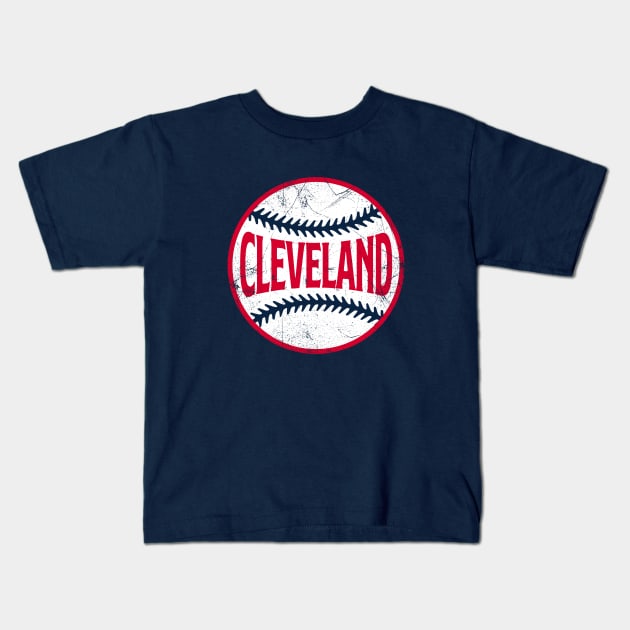 Cleveland Retro Baseball - Navy Kids T-Shirt by KFig21